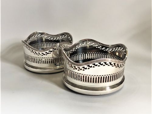A Handsome Pair of Early Victorian Silver Plated Coasters