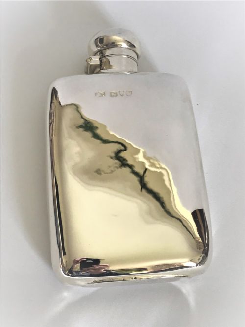 fig 1. A superb Chester silver Victorian hip flask 