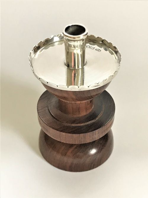 fig 1. A charming Edwardian Silver & Rosewood Altar Taper Stick