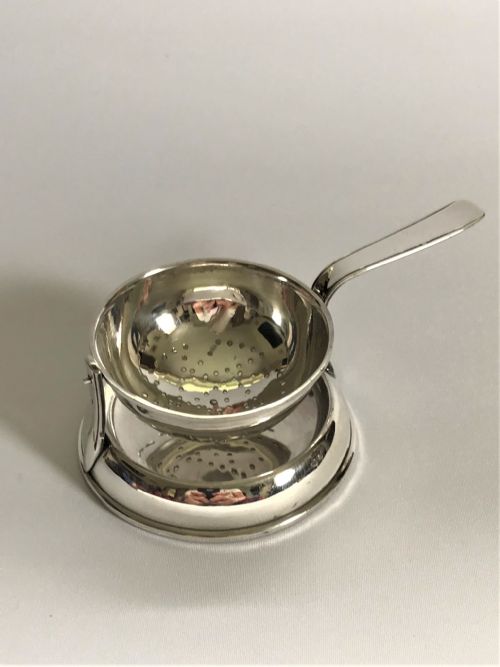 fig 1. A Desirable French Silver Tea Strainer & Drip Tray