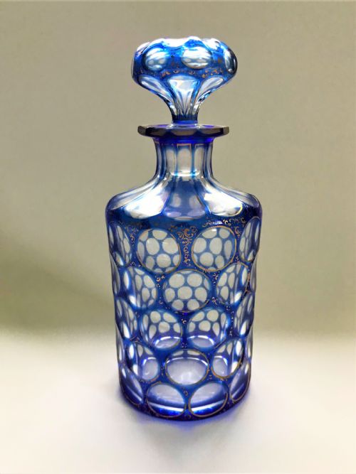 A Lovely Victorian Blue Flashed Cologne Bottle