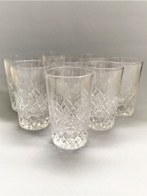 A Superior Set of 8 Good Quality Cut Glass Water Tumblers