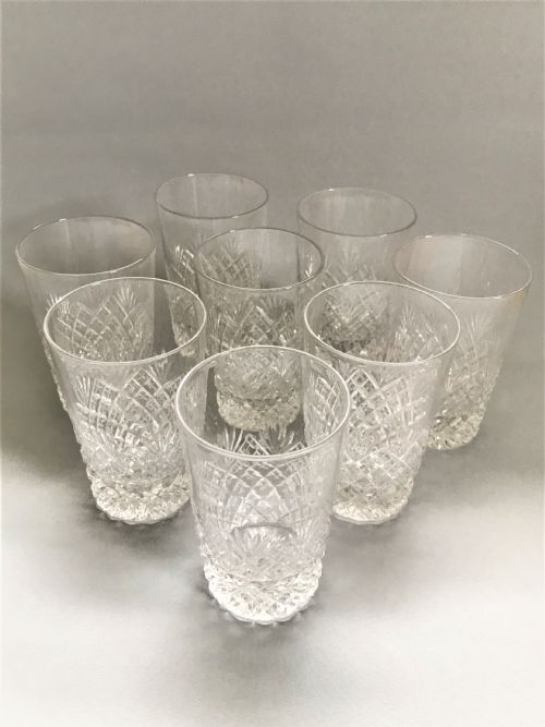 fig 1. A superior set of 8 good quality cut glass water tumblers