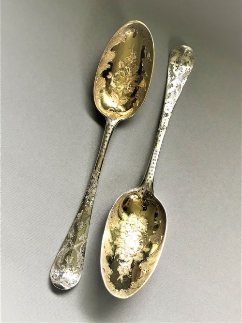 A Wonderful Pair of George II Silver Gilt Dessert Servers