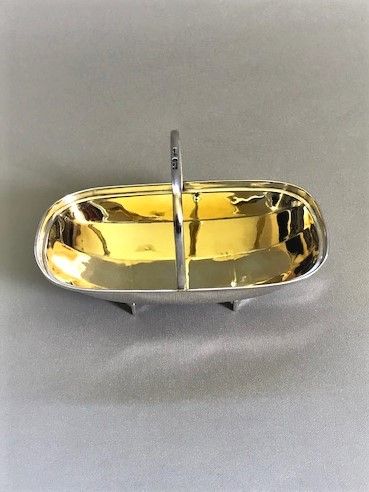 fig 1. A lovely Edwardian silver gilt novelty 'trug' basket
