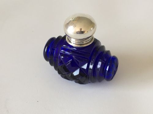 fig 1. A lovely Barrel Cut Victorian Silver Mounted Scent Bottle