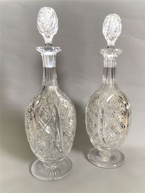 A Fabulous Pair of Victorian Cut Glass Crystal Decanters