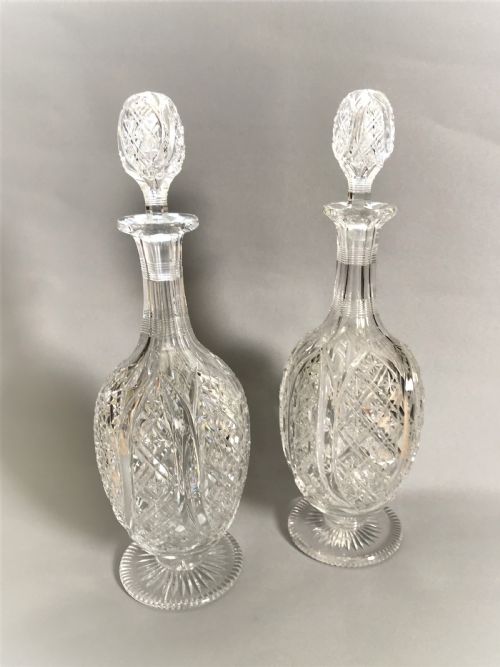 fig 1. A fabulous pair of Victorian cut glass crystal decanters
