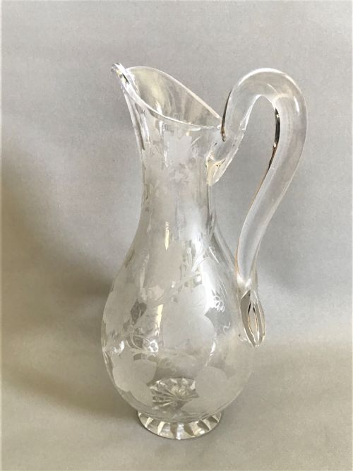 A Handsome Victorian Ivy Etched Wine Jug