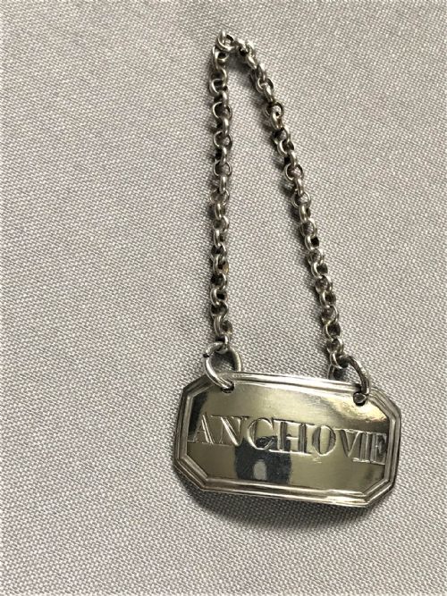 A Rare Georgian Silver 'Anchovie' Sauce Label