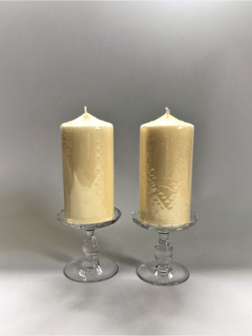 A Lovely Pair of French Cut Glass Candle Holders