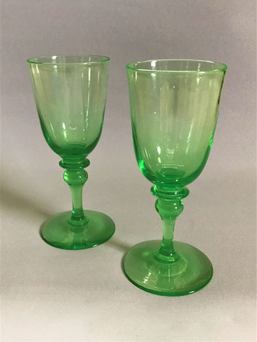 A Fabulous Pair of Victorian Uranium Wine Glasses