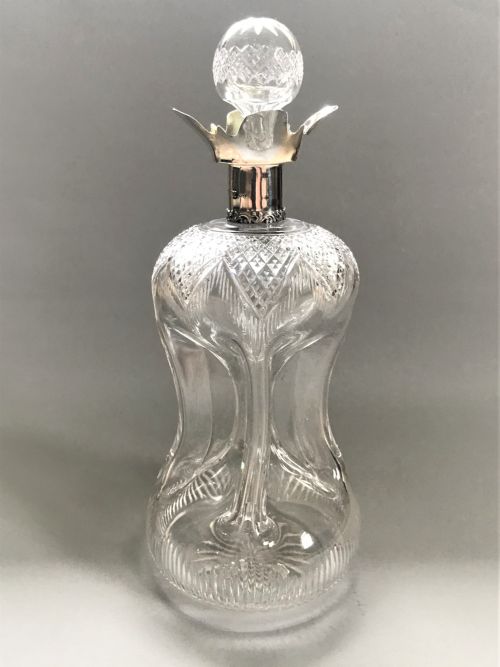 A Superb Edwardian Silver Mounted Glug Glug Decanter
