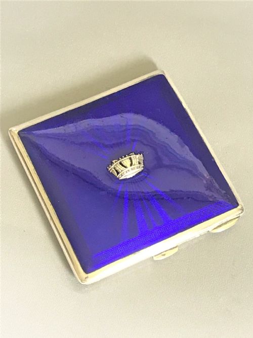 A Gorgeous 'Naval Crown' Silver & Enamel Compact