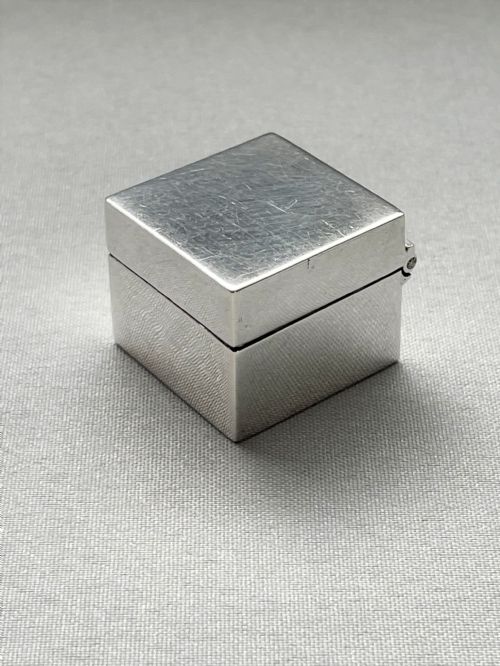 A Good Edwardian Square Silver Pill Box