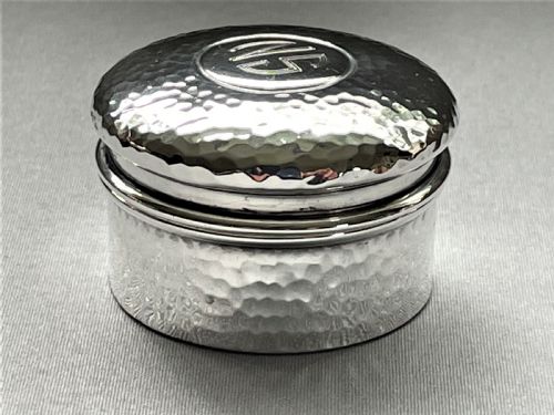 fig 1. A large Arts & Crafts silver gilt pill box
