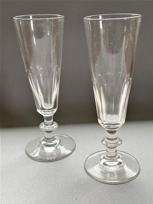 A Lovely Pair of Victorian Cut Glass Champagne Flutes