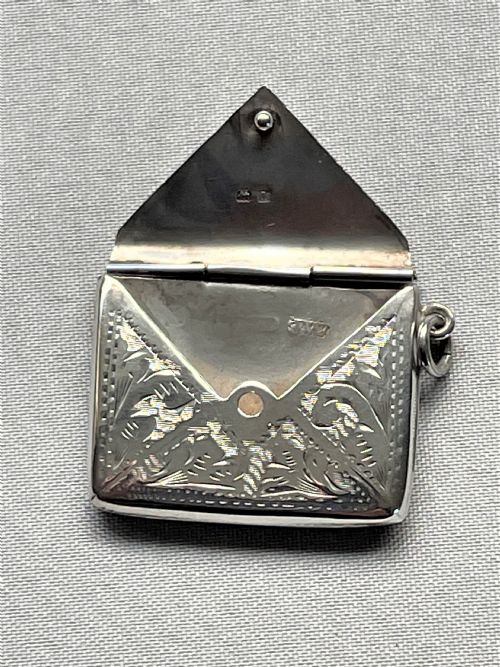 fig 1. An Edwardian silver novelty stamp envelope