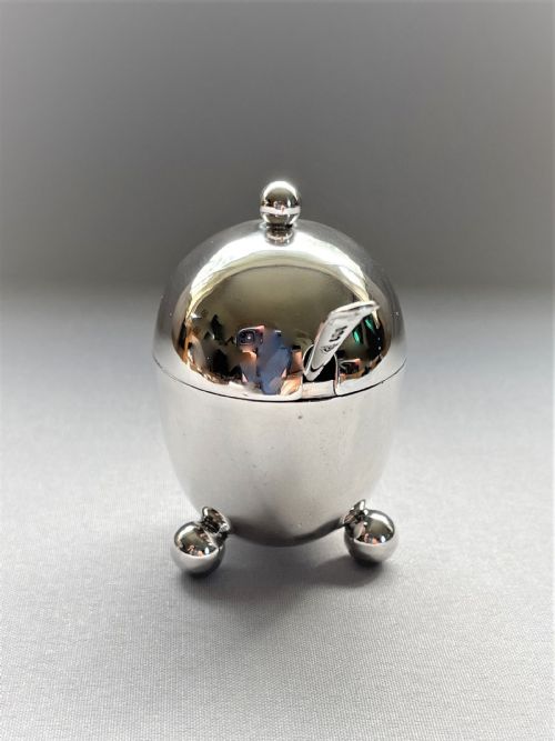 fig 1. An unusual Victorian novelty silver 'egg' mustard pot & spoon