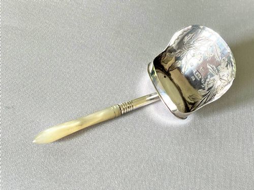 A Superb Georgian Silver & Mother-of-pearl Caddy Shovel