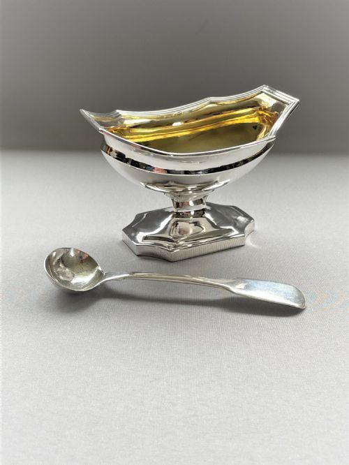 A Superb Georgian Silver Condiment Tub & Spoon