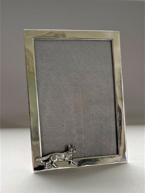 A Fabulous Edwardian Fox Themed Silver Photo Frame
