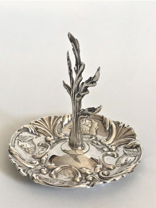 A Lovely Edwardian Reynolds Angels Silver Ring Tree