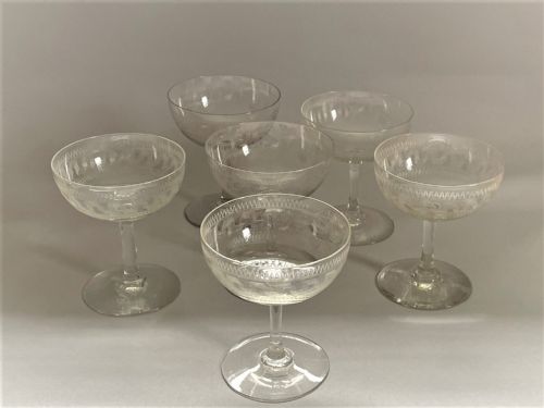 A Set of 6 Edwardian Greek Key Pattern Champagne Glasses