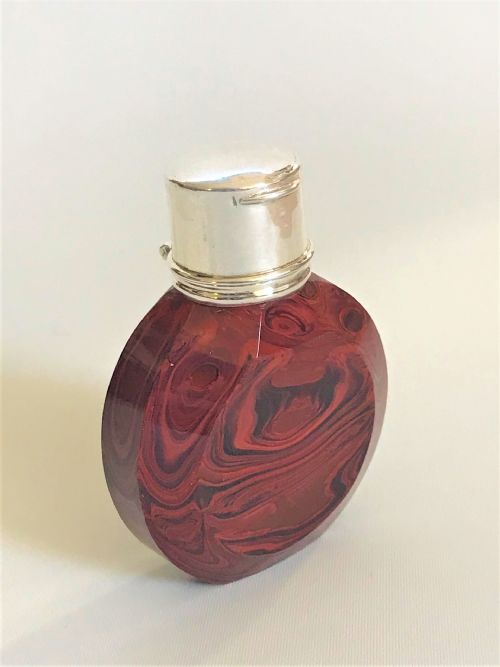 A Rare 19th Century Silver Mounted Lithyalin Scent Bottle