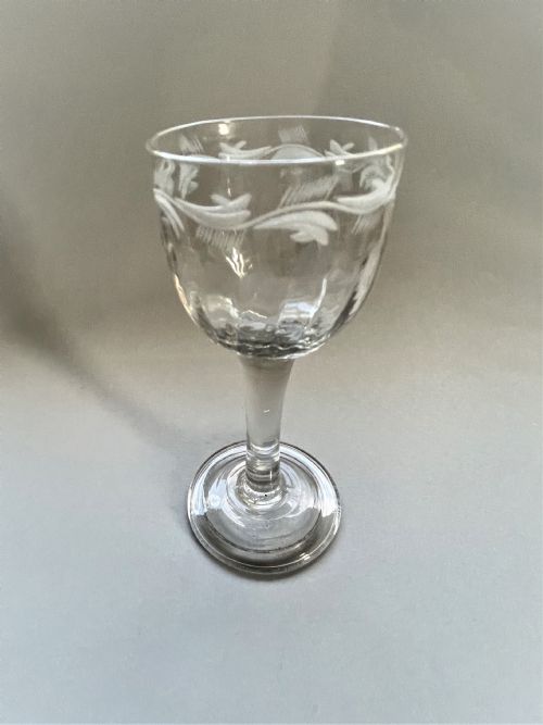 fig 1. A gorgeous 18th Century etched cordial glass