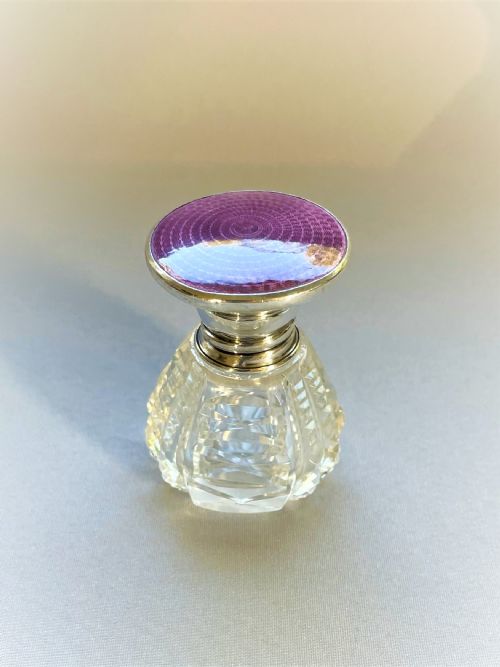A Beautiful Silver & Enamel Lidded Scent Bottle