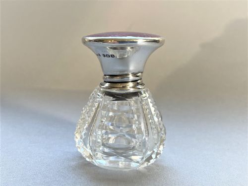 fig 1. A beautiful silver & enamel lidded scent bottle