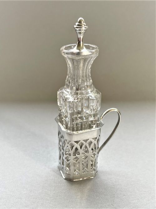 A Delightful Silver & Cut Glass Cayenne Bottle and Spoon