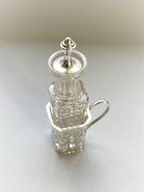 fig 1. A delightful silver & cut glass Cayenne bottle and spoon