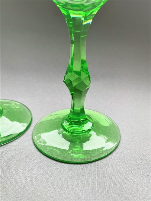 fig 1. A fabulous pair of Victorian Uranium wine glasses