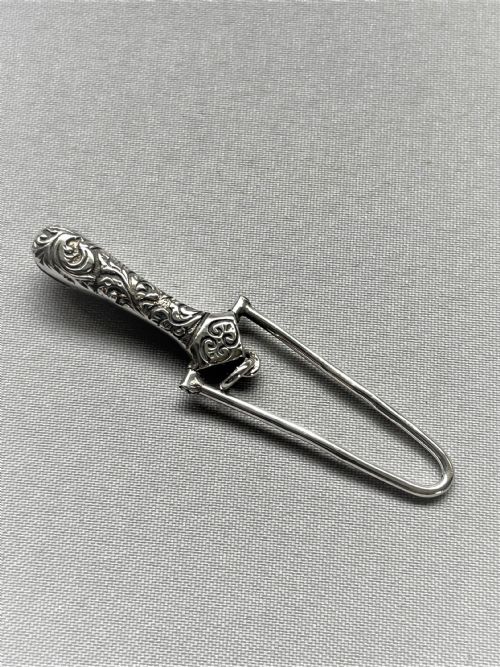 A Rare Victorian Folding Silver Ribbon Threader