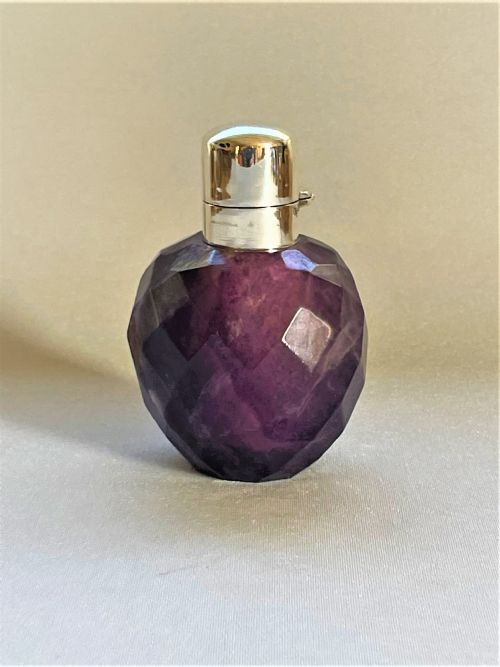 An Extremely Rare Victorian Silver & Bluejohn Scent Bottle