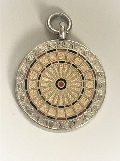 A Rare Silver & Enamel Novelty 'Darts Board' Watch Fob