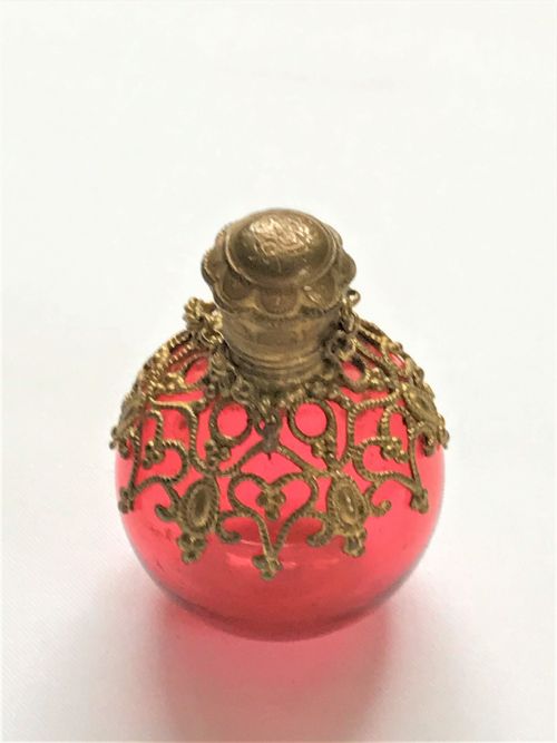 fig 1. A Gorgeous French Cranberry And Ormolu Scent Bottle