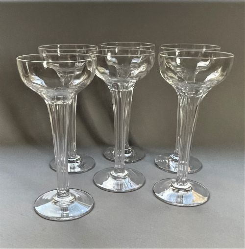 A Gorgeous Set of 6 French Hollow Stem Champagne Glasses