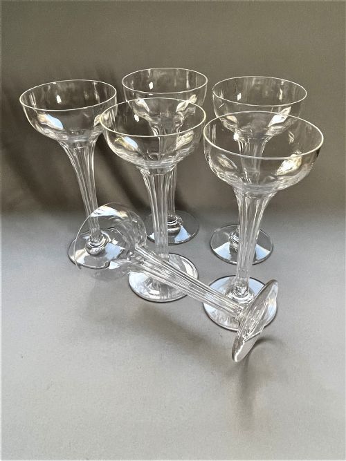 fig 1.  A gorgeous set of 6 French hollow stem champagne glasses