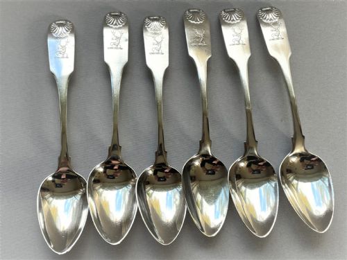 fig 1. A fine set of six Georgian Irish silver teaspoons