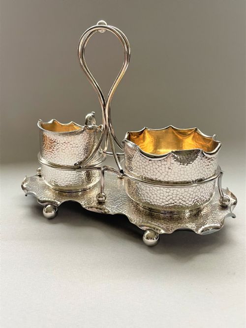 fig 1. A gorgeous Arts & Crafts silver plated cream & sugar set