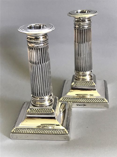 A Superb Pair of Victorian Silver Candle Sticks