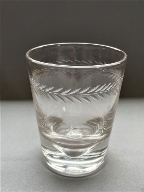 An Interesting Victorian Star Etched Whisky Tumbler