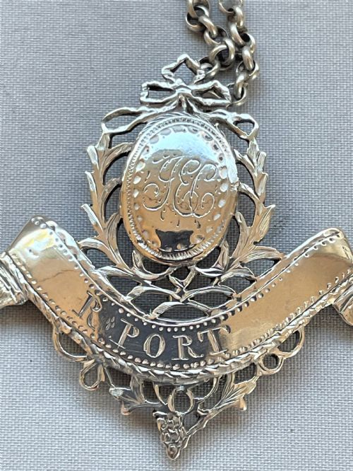 fig 1. An extremely rare Hester Bateman silver 'R Port' label