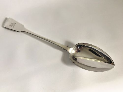 A Large Irish Silver Rat-tail Basting/stuffing Spoon