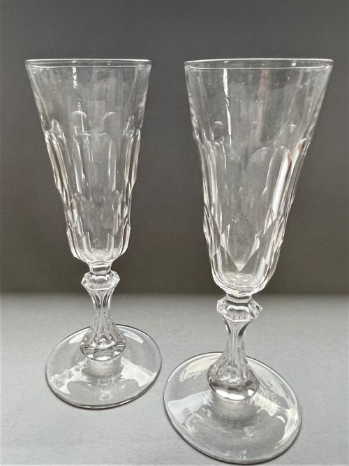 A Gorgeous Pair of Cut Glass Victorian Champagne Flutes