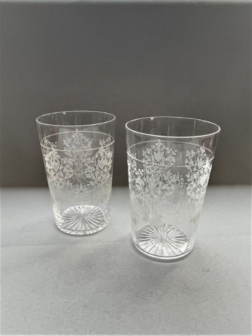 A Gorgeous Pair of Edwardian Etched Water Glasses