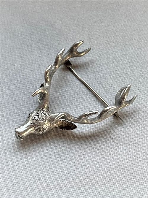 A Superb Cast Silver Stag Brooch